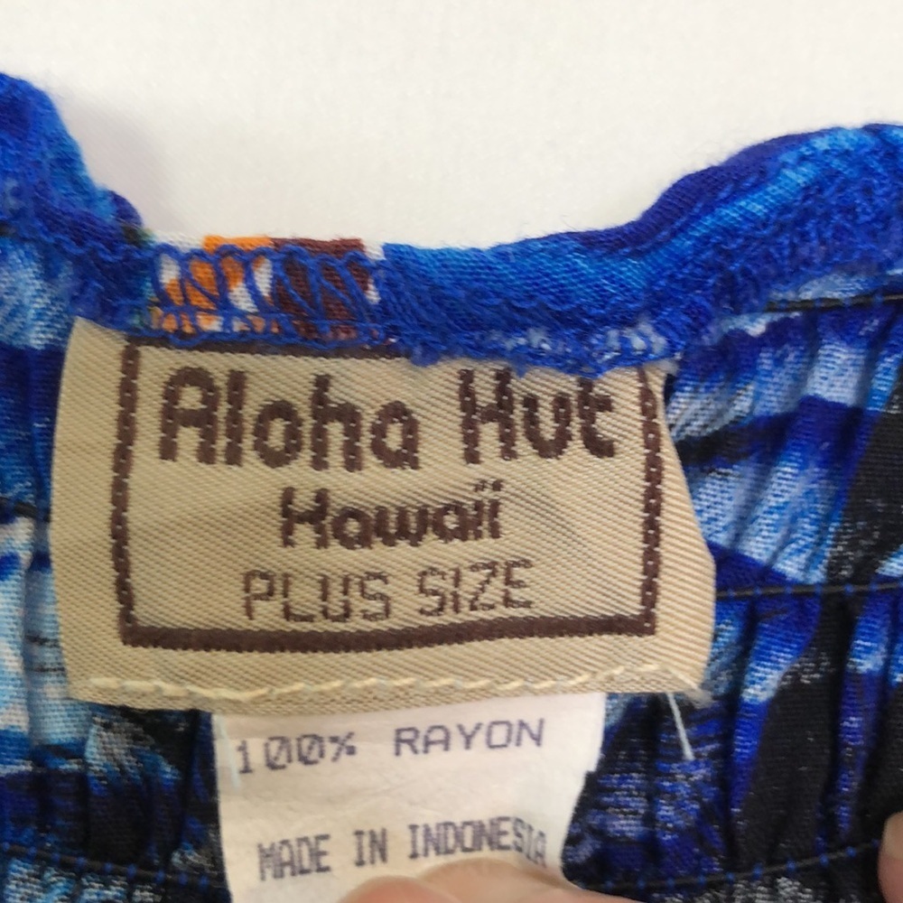 Aloha Hut Hawaii Women's Sleeveless Maxi Dress Blue Sunset Print Size Plus - Picture 3 of 11